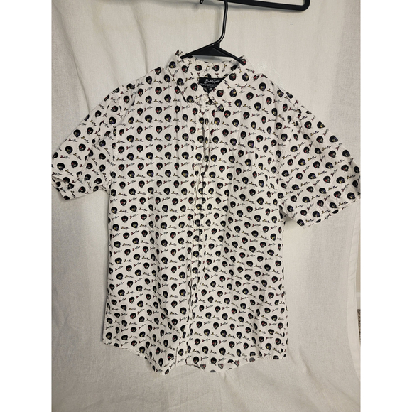 Bob Ross Retro Face Button Up Shirt Medium Mens - Picture 1 of 4